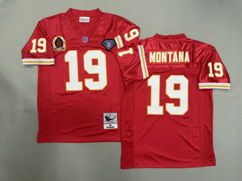 Men 2025 Kansas City Chiefs 19 Montana red Throwback Limited NFL Jersey style 001
